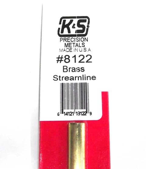 K&S METAL #8122 SMALL BRASS STEAMLINE TUBE 1PC