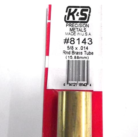 K&S METAL #8143 5/8' OD BRASS TUBE 1PC