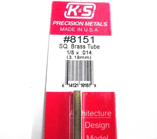 K&S METAL #8151 1:8' OD SQUARE BRASS TUBE 1PC