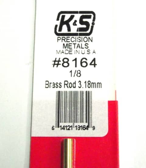 K&S METAL #8164 1:8' SOLID BRASS ROD 1PC