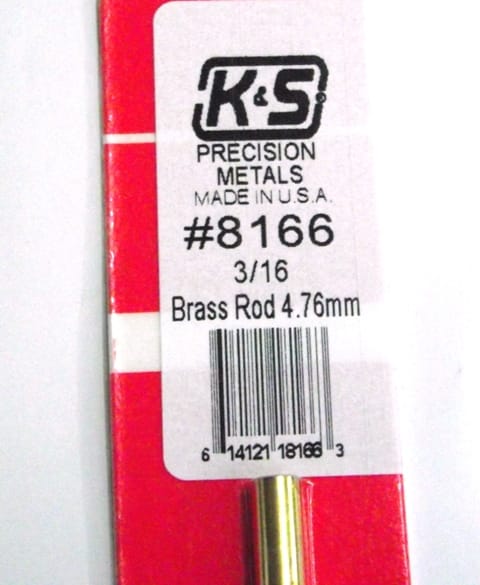 K&S METAL #8166 3/16' BRASS ROD 1PC