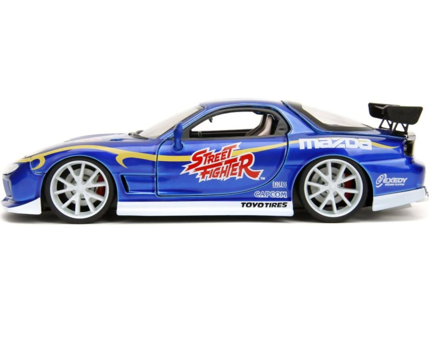 JADA TOYS - HOLLYWOOD RIDES 1:24 DIE-CAST 1993 MAZDA RX-7 WITH CHUN-LI FIGURE - STREET FIGHTER COLLECTIBLE CAR