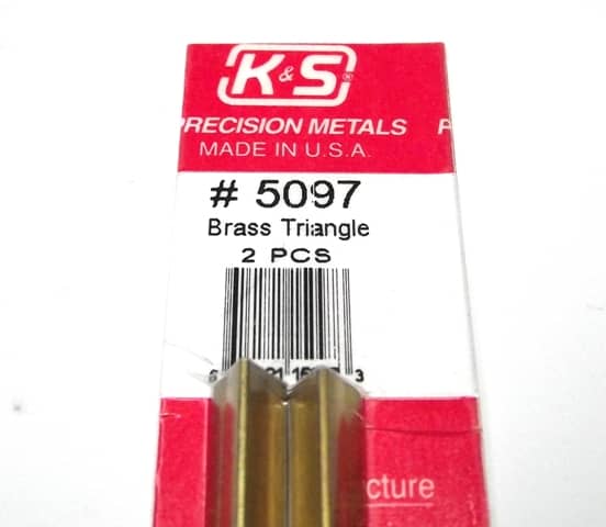 K&S METAL #5097 BRASS TRIANGLE TUBE 2PCS