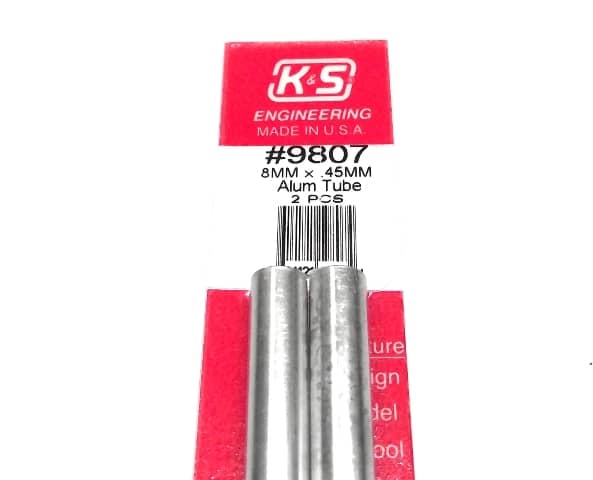 K&S METAL #9807 ALUMINIUM ROUND TUBE 8X300MM 2PCS