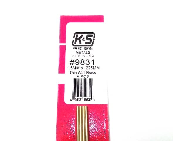 K&S METAL #9831 BRASS ROUND TUBE 1.5X300 4PCS