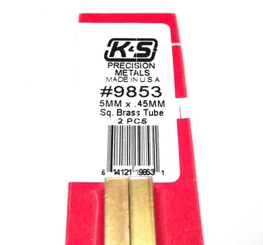 K&S METAL #9853 BRASS SQUARE TUBE 5X300MM 2PCS