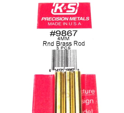 K&S METAL #9867 BRASS ROD 4X300MM 3PCS
