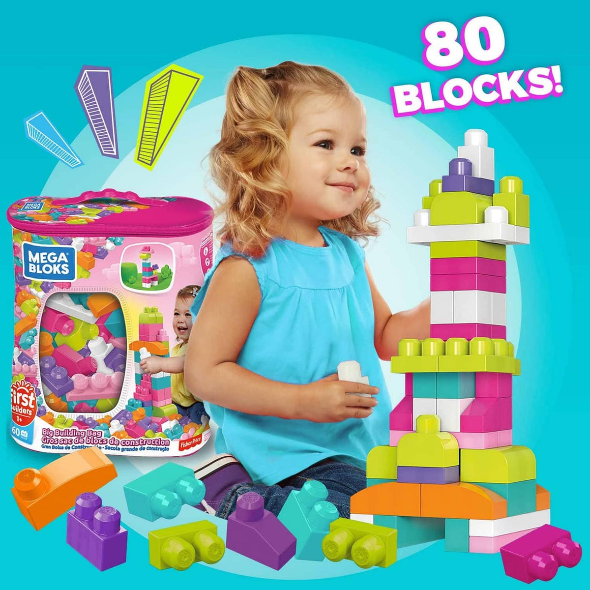 MEGA BLOKS - First Builders Big Building Bag (pink) - Fisher-Price