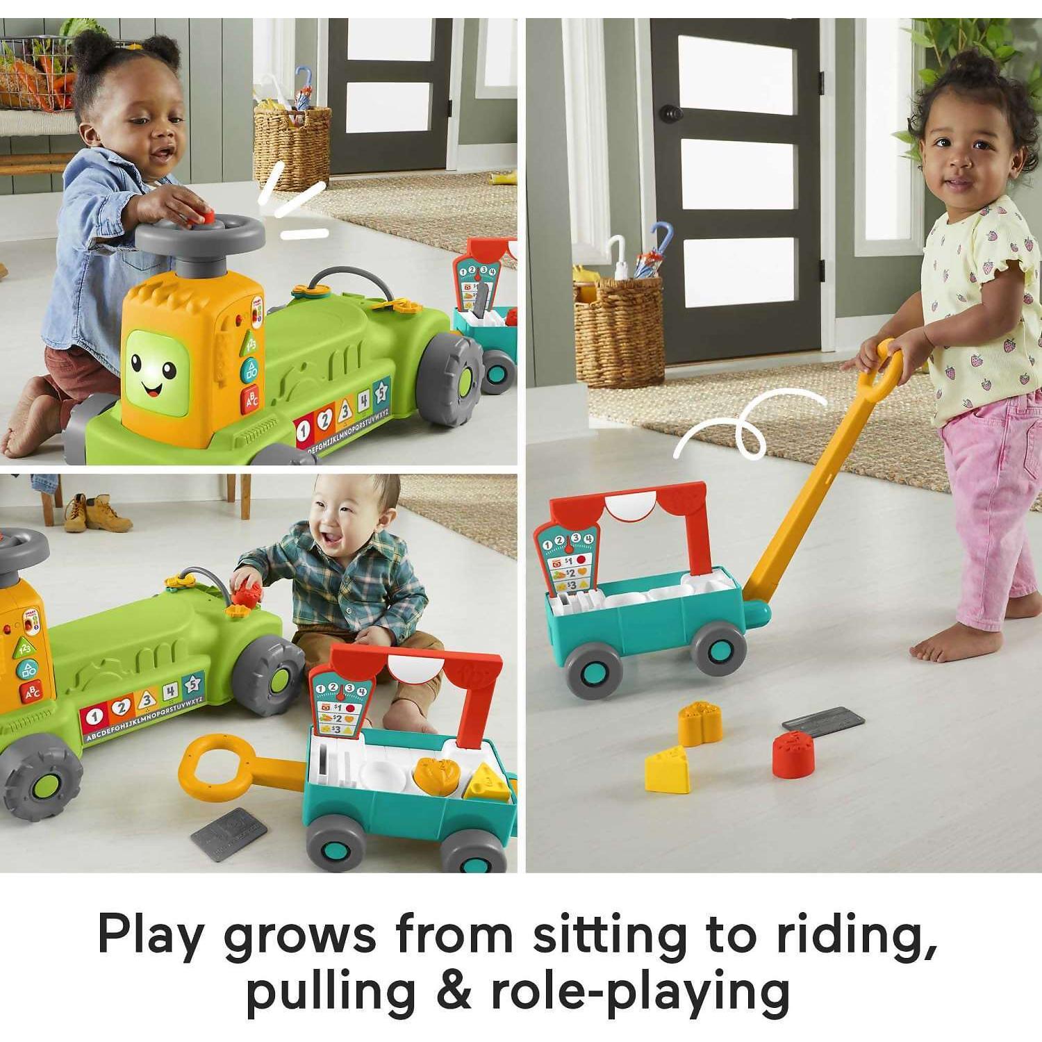 Fisher-Price - Laugh & Learn 4-in-1 Farm To Market Tractor Ride-on Learning Toy For Baby & Toddlers - Mattel