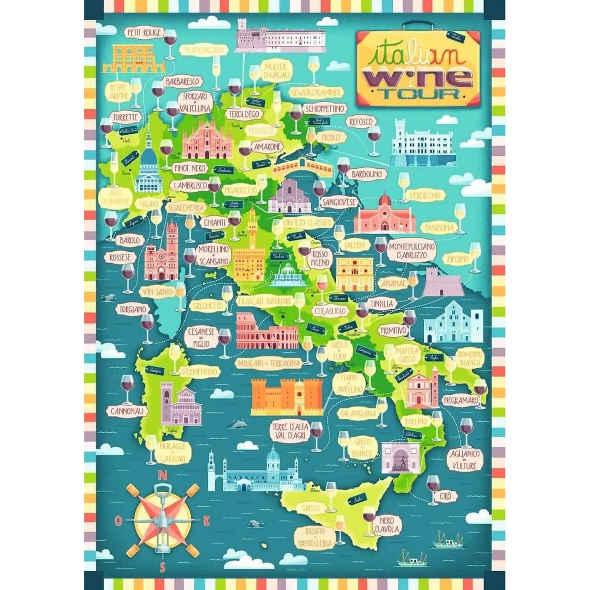 Ravensburger - Italian Wine Tour Map Jigsaw Puzzle 1000pc