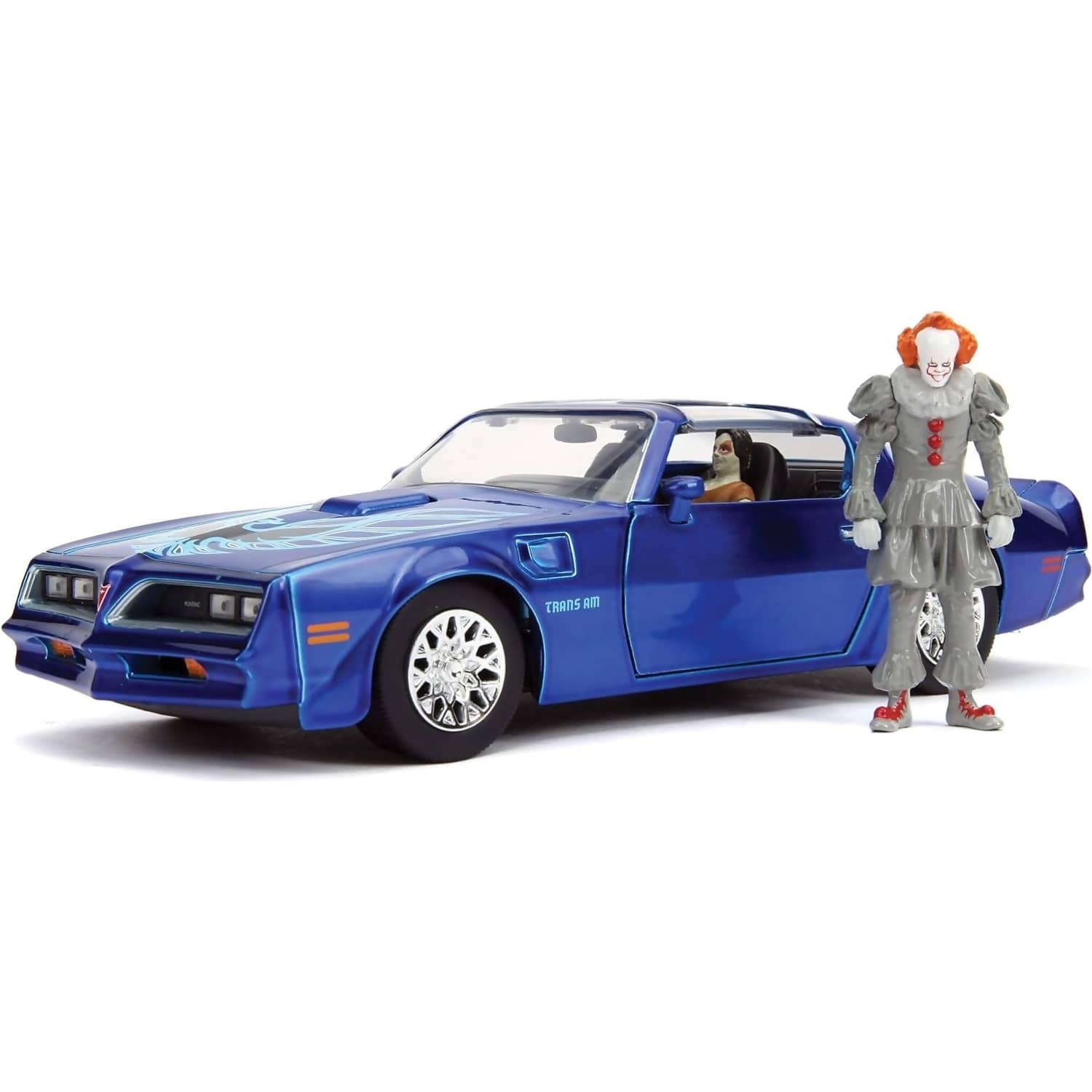 JADA TOYS - HOLLYWOOD RIDES IT 1977 PONTIAC FIREBIRD WITH PENNYWISE 1:24 SCALE DIECAST VEHICLE & FIGURE SET