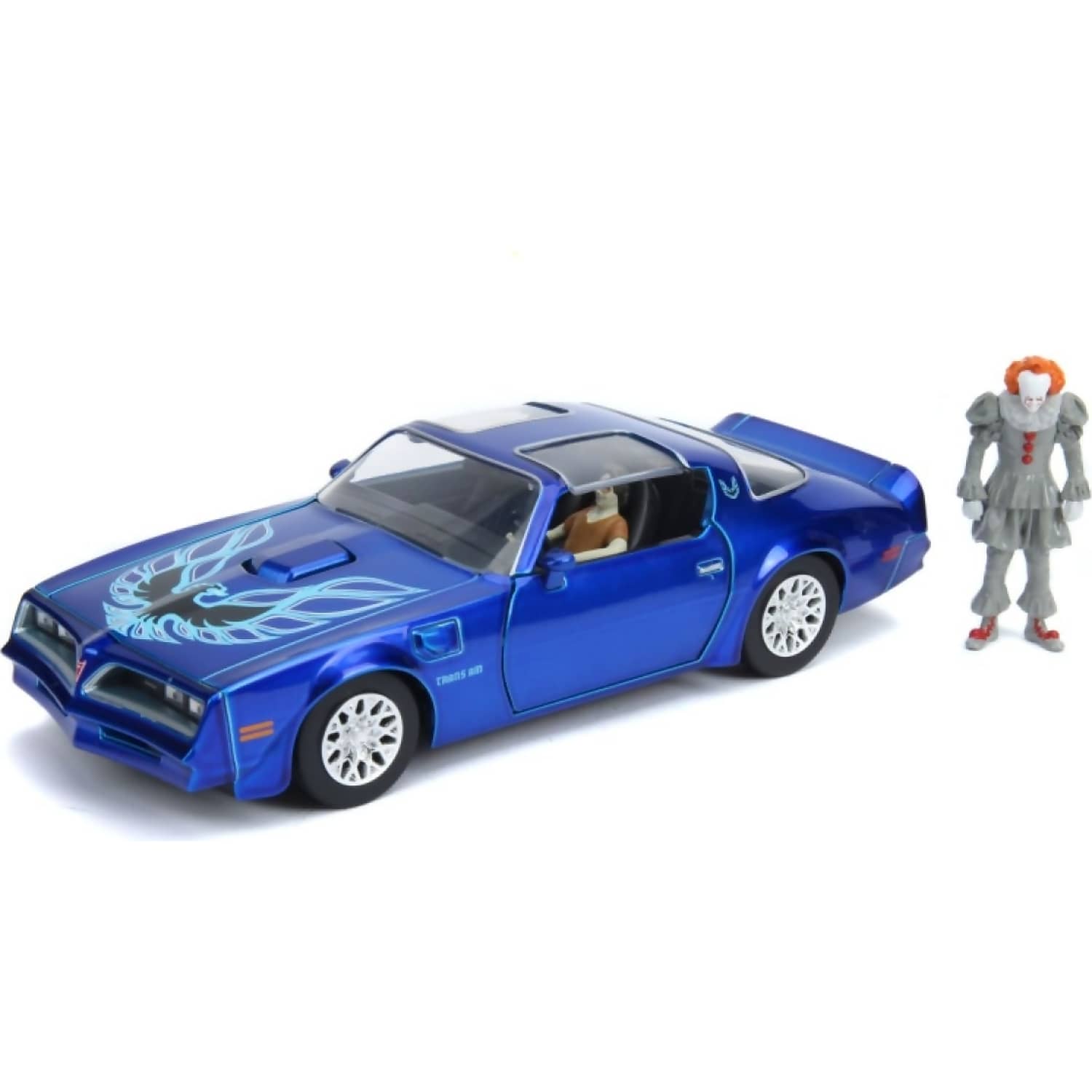 JADA TOYS - HOLLYWOOD RIDES IT 1977 PONTIAC FIREBIRD WITH PENNYWISE 1:24 SCALE DIECAST VEHICLE & FIGURE SET