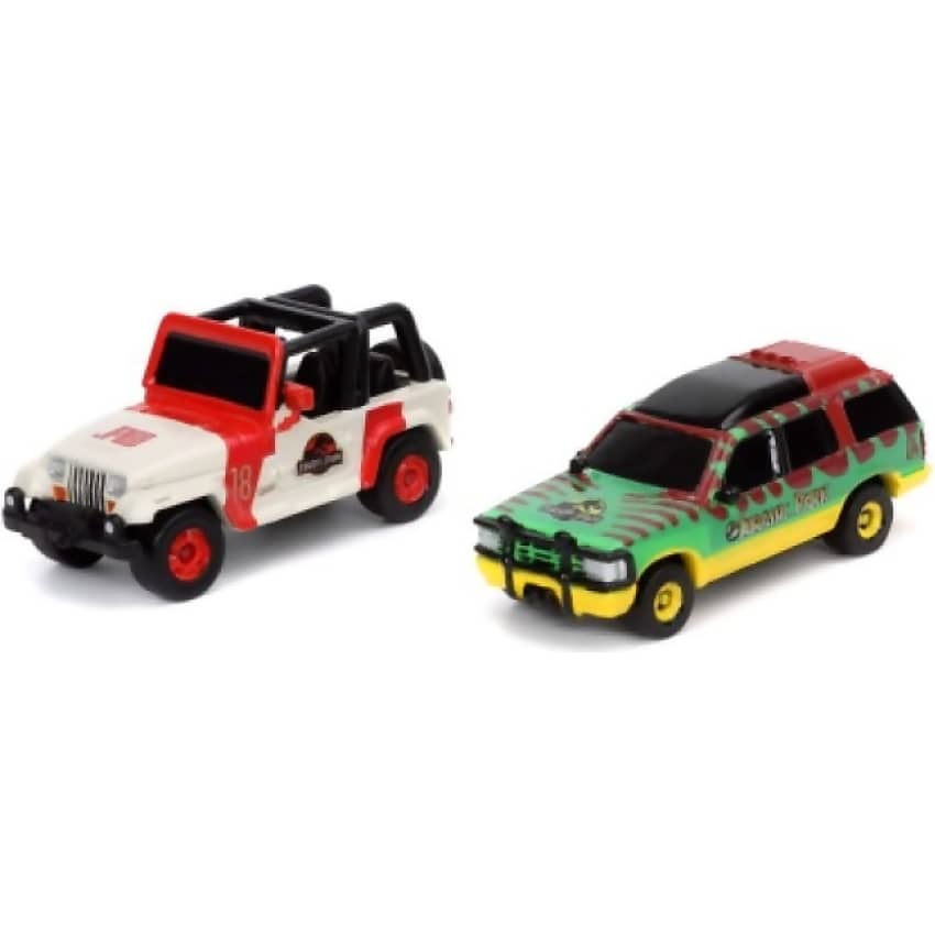 JADA TOYS - JURASSIC PARK 30TH ANIVERSARY NANO SCENE DIORAMA WITH 2 VEHICLES SCALE DIECAST SET
