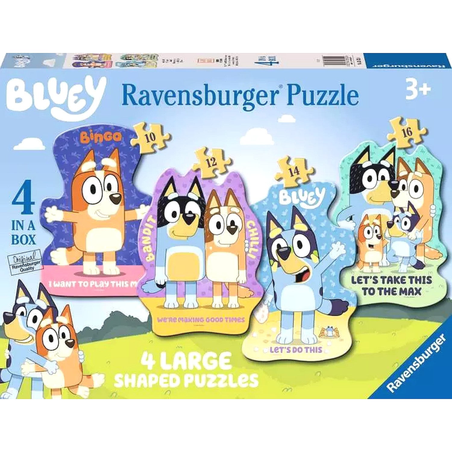 Ravensburger - Bluey 4 in a Box Large Shaped Jigsaw Puzzles 10/12/14/16 Pieces