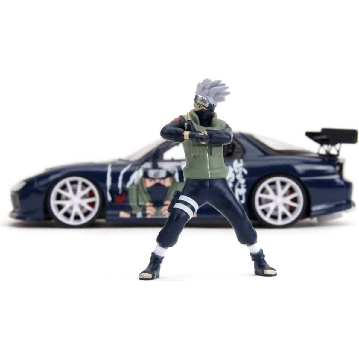 JADA TOYS - 1993 MAZDA RX-7 V2 WITH NARUTO SHIPPUDEN ARTWORK & KAKASHI HATAKE FIGURE 1:24 SCALE DIECAST VEHICLE & FIGURE SET