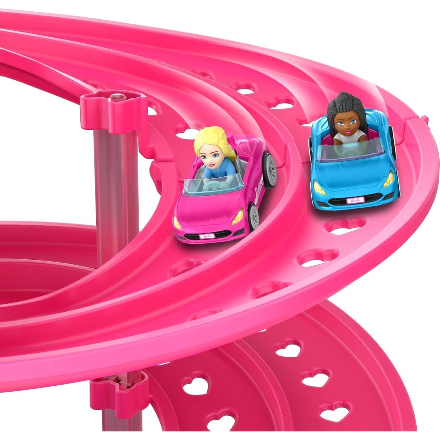 Hot Wheels - Racerverse Barbie Spiral Race Track Set With Barbie malibu & Barbie brooklyn Toy Cars
