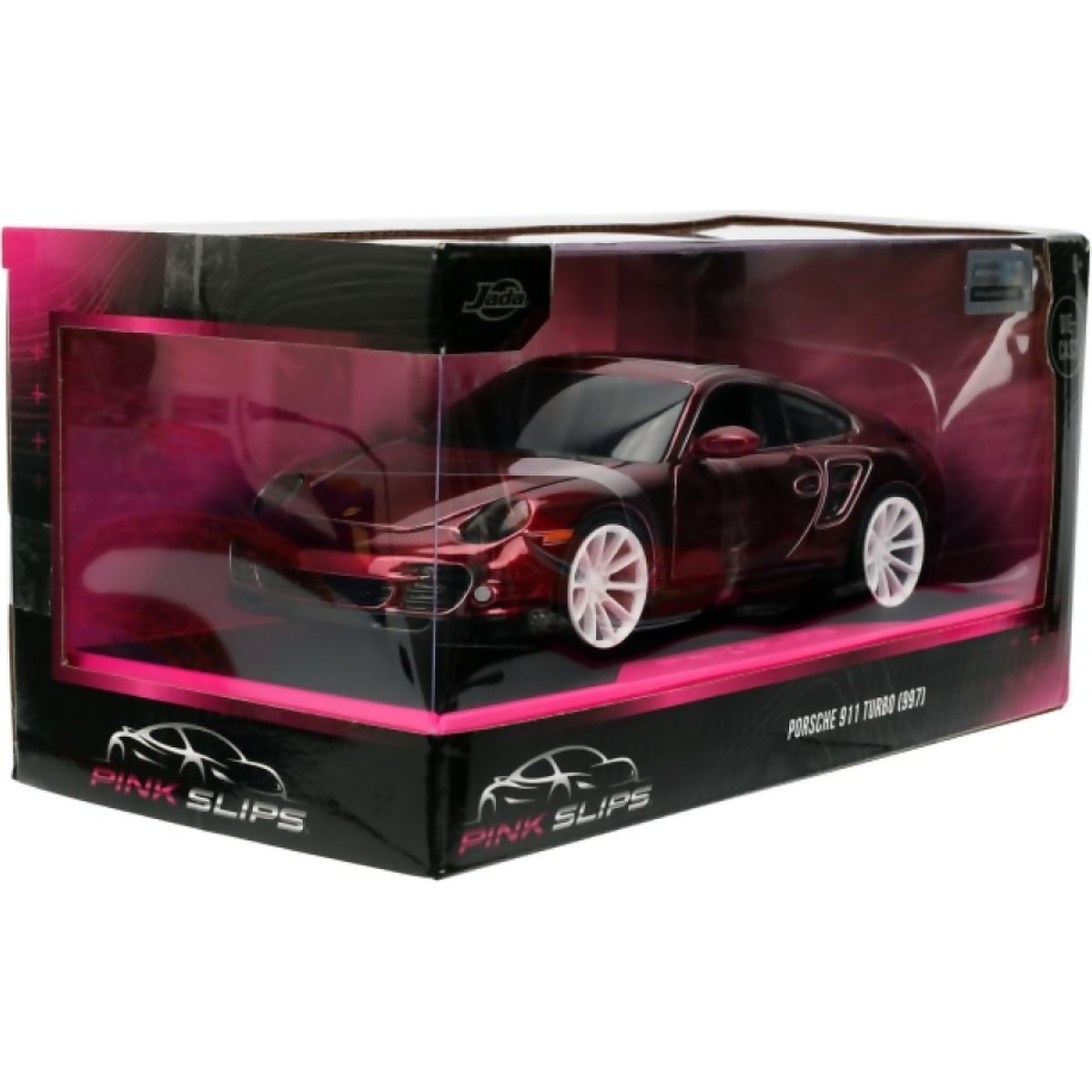 JADA TOYS - PINK SLIPS PORSCHE 911 TURBO (997) DARK METALLIC RED 1:24 SCALE DIECAST VEHICLE