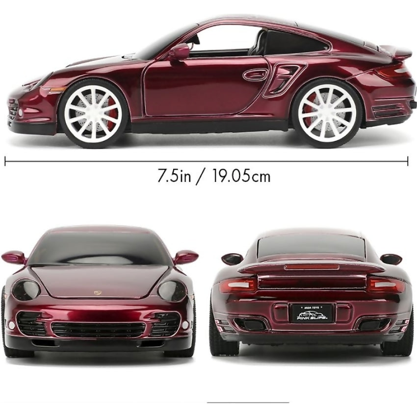 JADA TOYS - PINK SLIPS PORSCHE 911 TURBO (997) DARK METALLIC RED 1:24 SCALE DIECAST VEHICLE