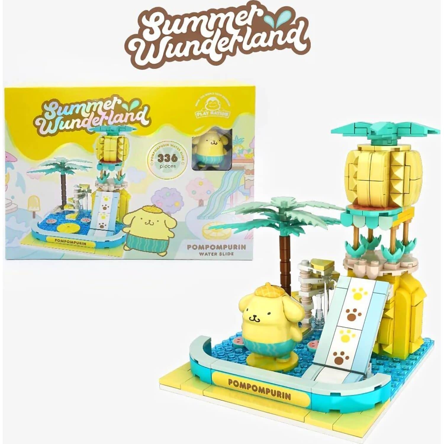 Hello Kitty - and Friends - YuMe Blocks Summer Wunderland - Pompompurin Water Slide 336 Pieces