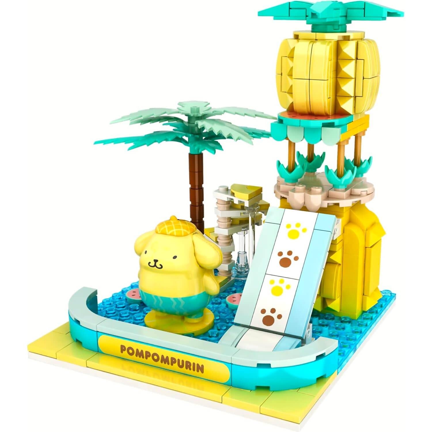 Hello Kitty - and Friends - YuMe Blocks Summer Wunderland - Pompompurin Water Slide 336 Pieces