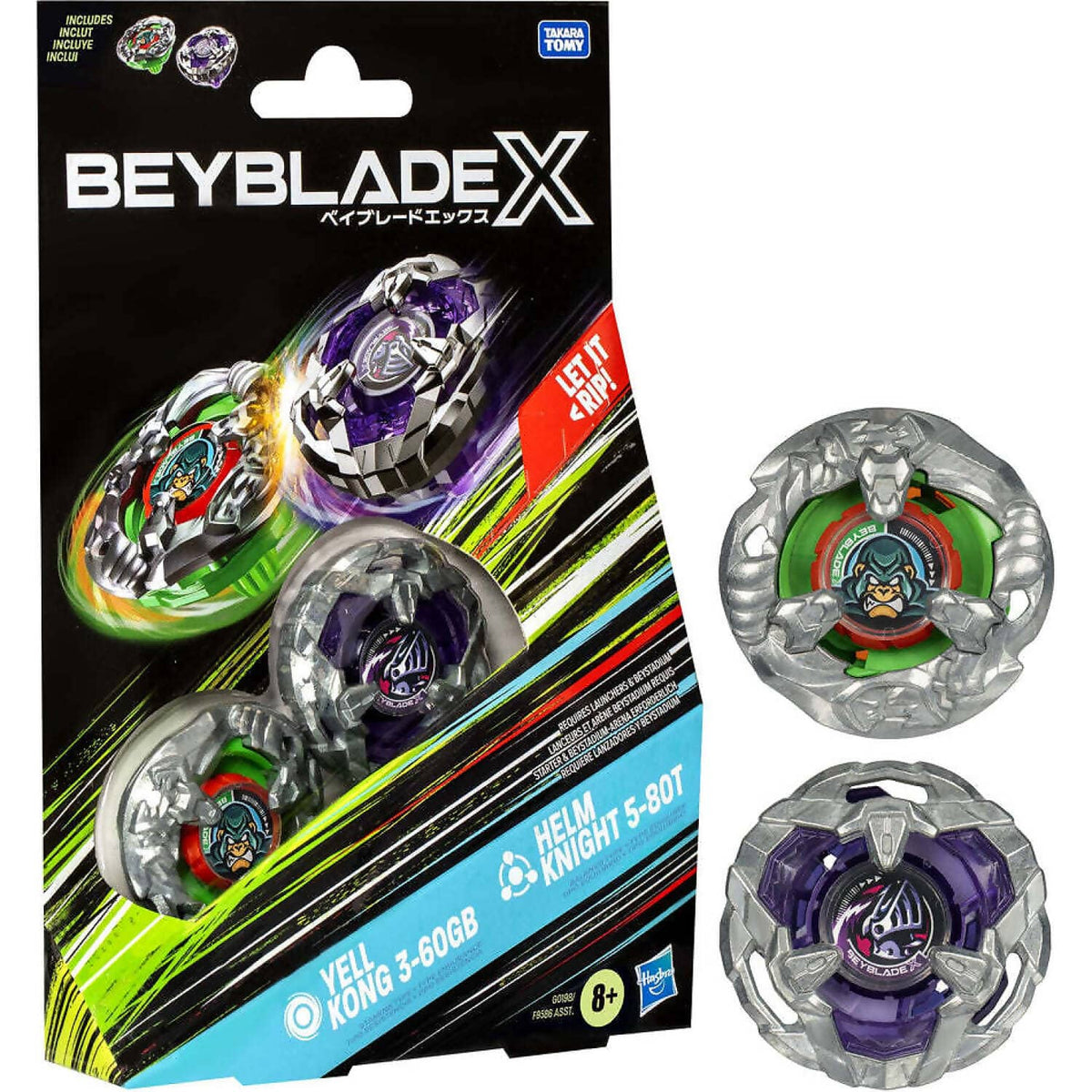 BEYBLADE X - Yell Kong 3-60GB and Helm Knight 5-80T Top Dual Pack Set