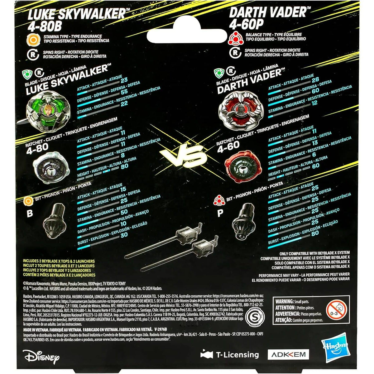 BEYBLADE X - Star Wars - Luke Skywalker 4-80B vs Darth Vader 4-60P Multipack Set