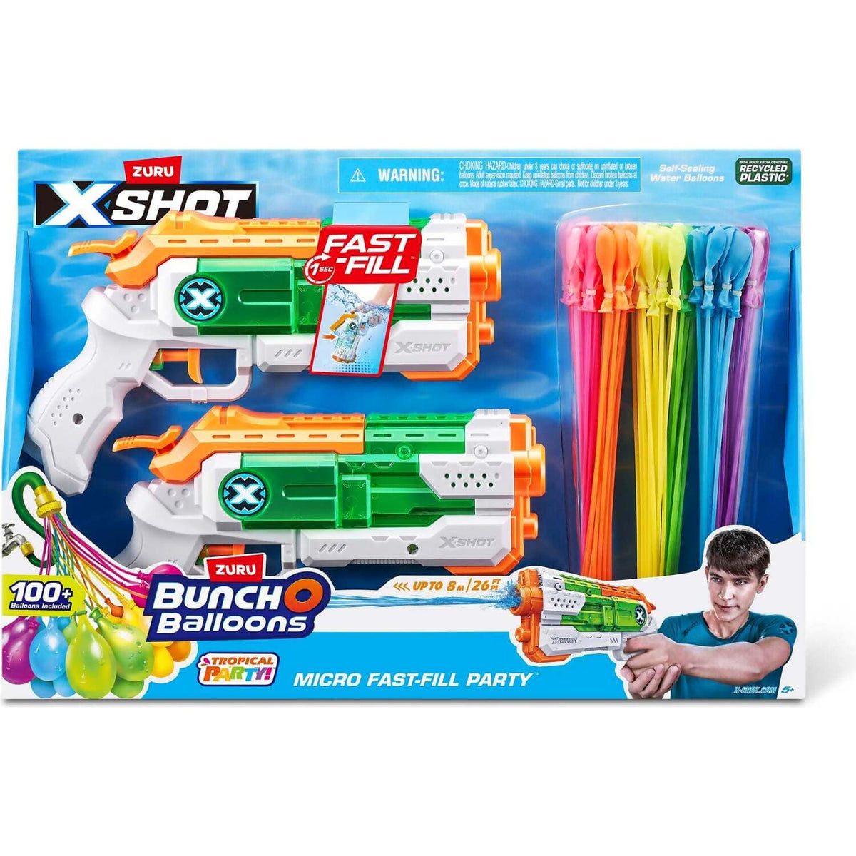 ZURU - X-Shot Bunch O Balloons Micro Fast Fill Party 2-Pack with 100 Balloons