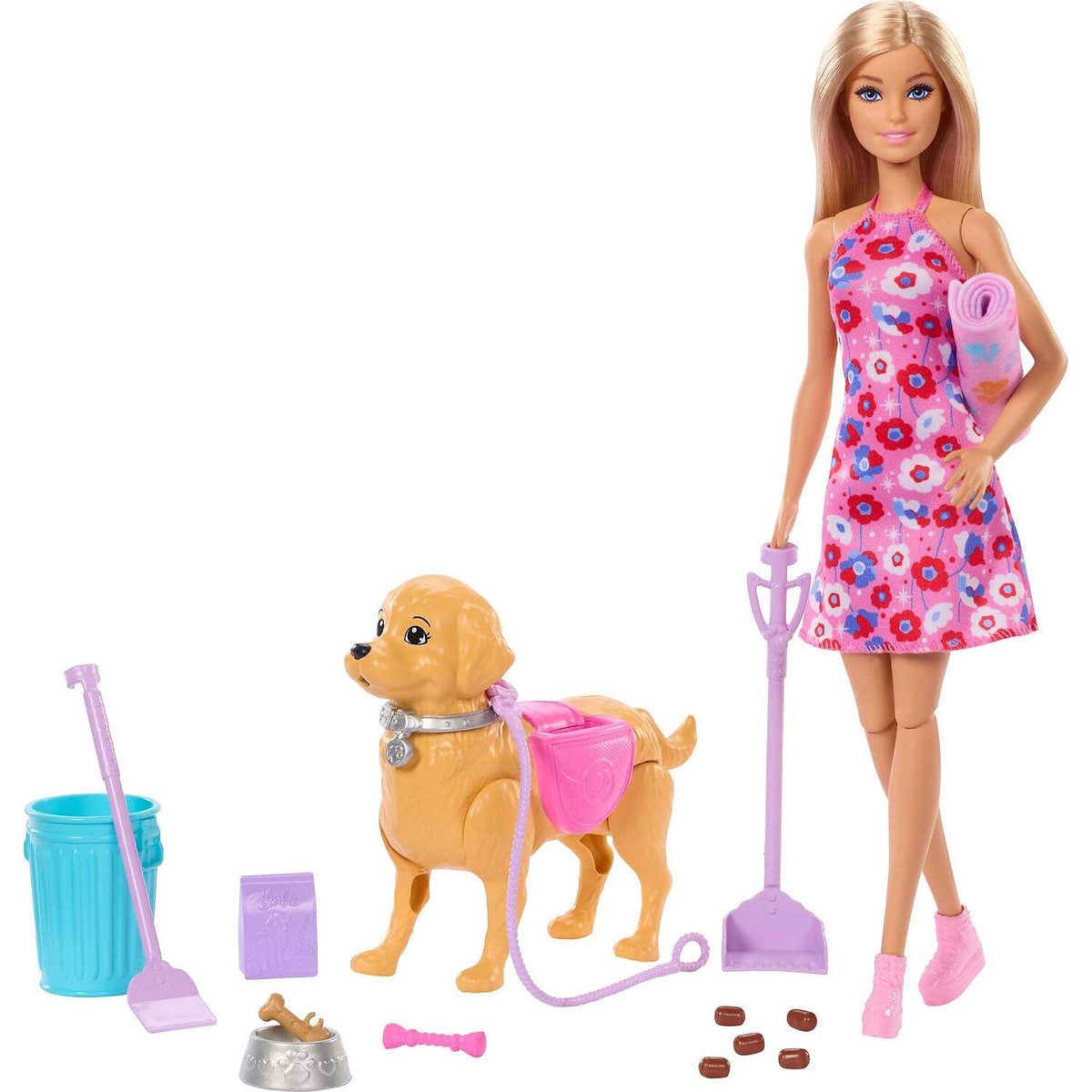 Barbie - Family & Friends Barbie Malibu Walk & Potty Puppy Doll - Mattel