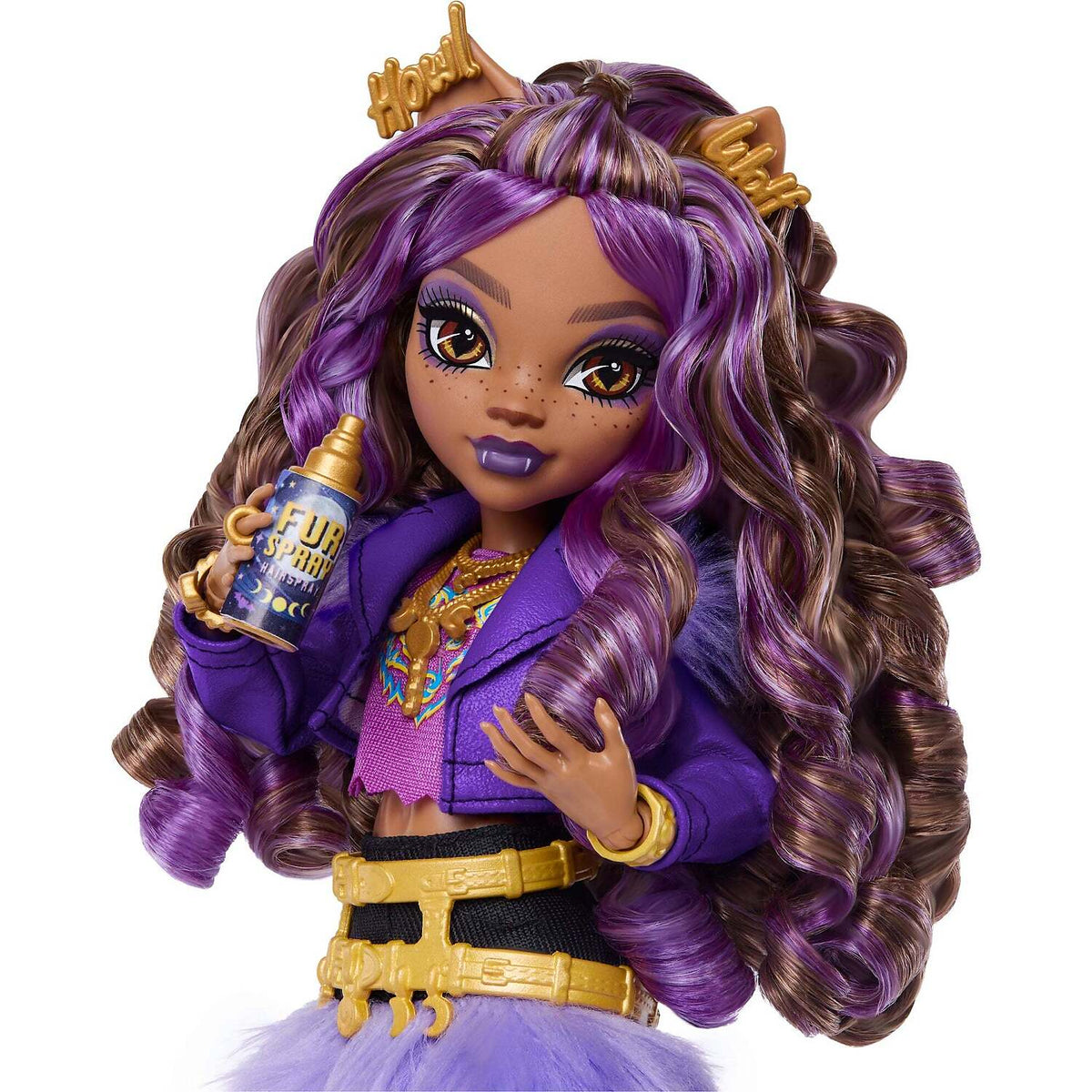 Monster High - Clawdeen Wolf Fashion Doll in Furry Skirt with Pet Crescent and 7 Accessories - Mattel