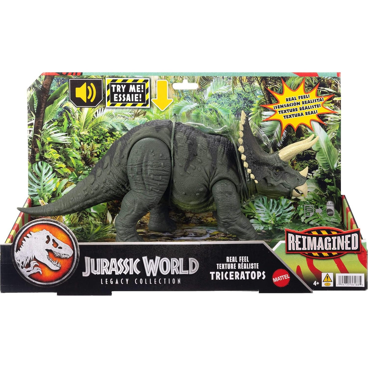 Jurassic World - Legacy Collection Reimagined Real Feel Triceratops Roaring Dinosaur Action Figure - Mattel