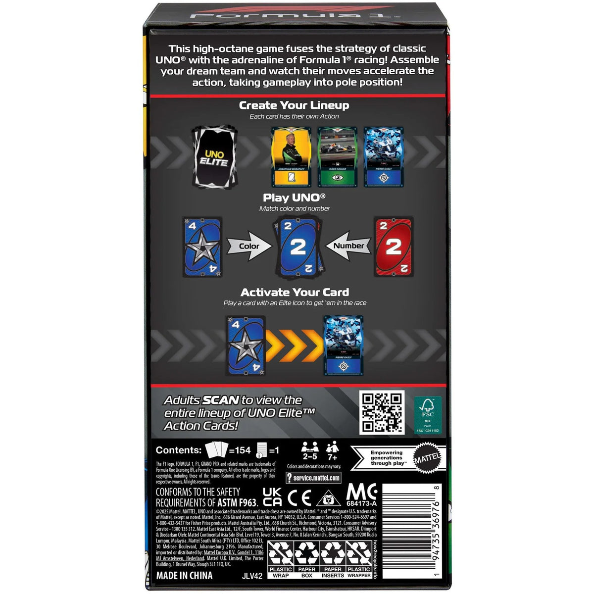 UNO - Elite Formula 1 2025 Core Edition Starter Pack - Mattel Games