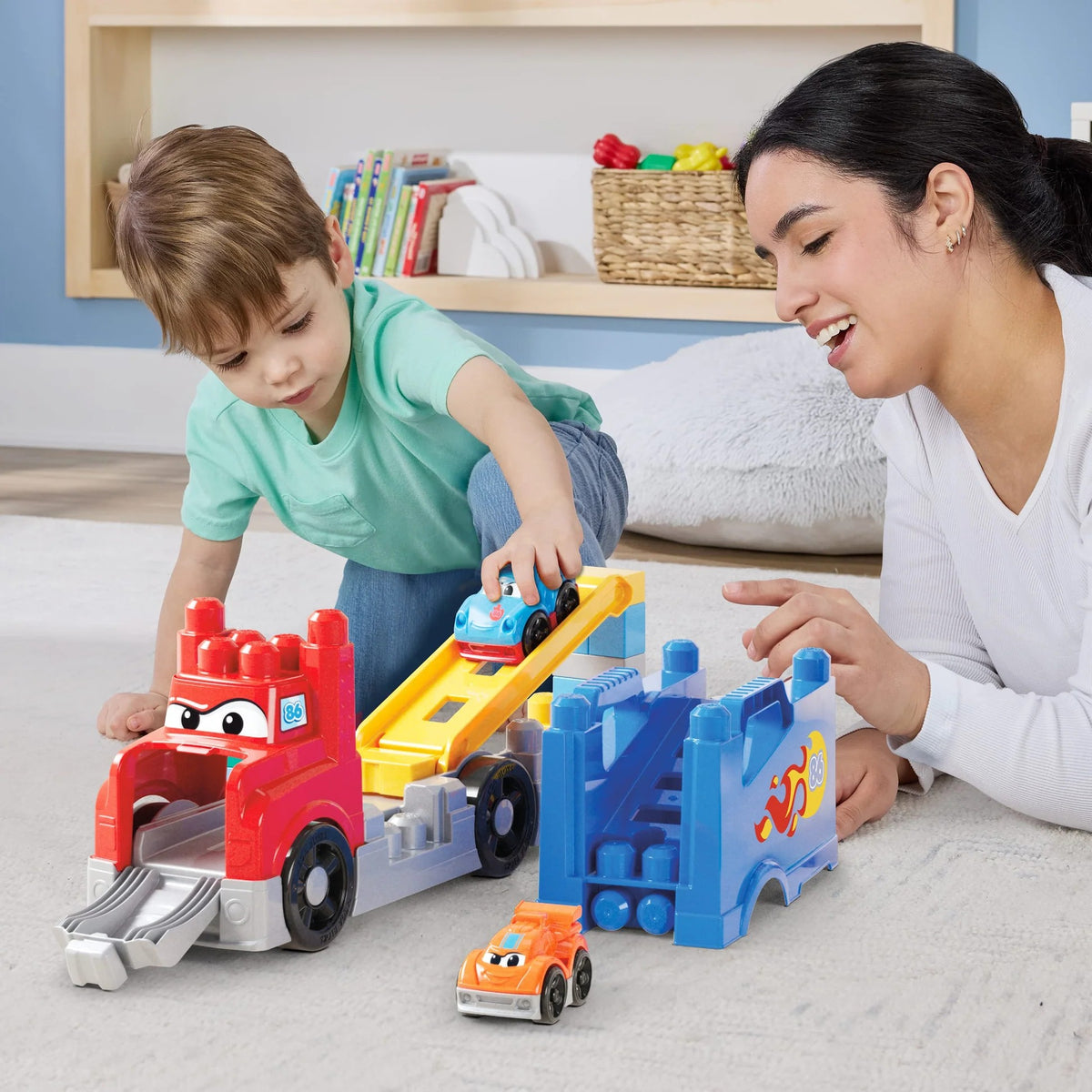 MEGA BLOKS - First Builders Build & Race Rig Toy Blocks - Fisher-Price