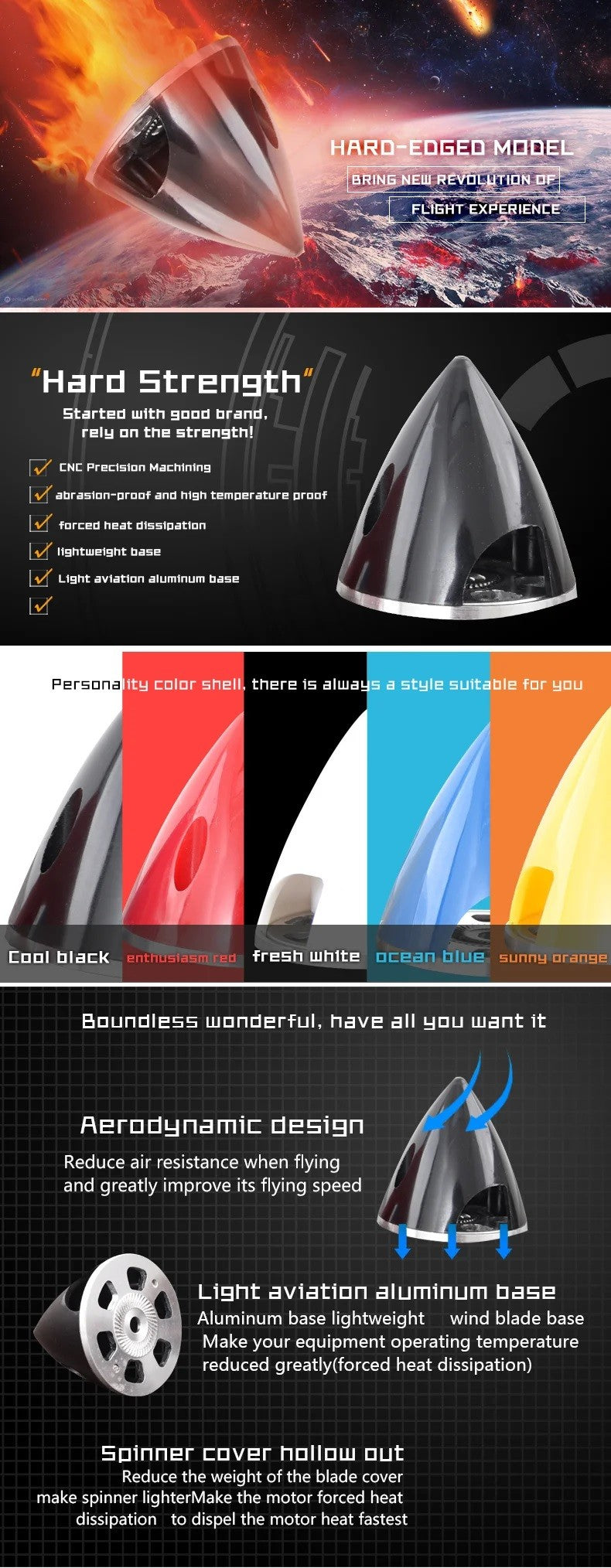 GEMFAN SPINNER 63MM RED ALUMINIUM BACKPLATE