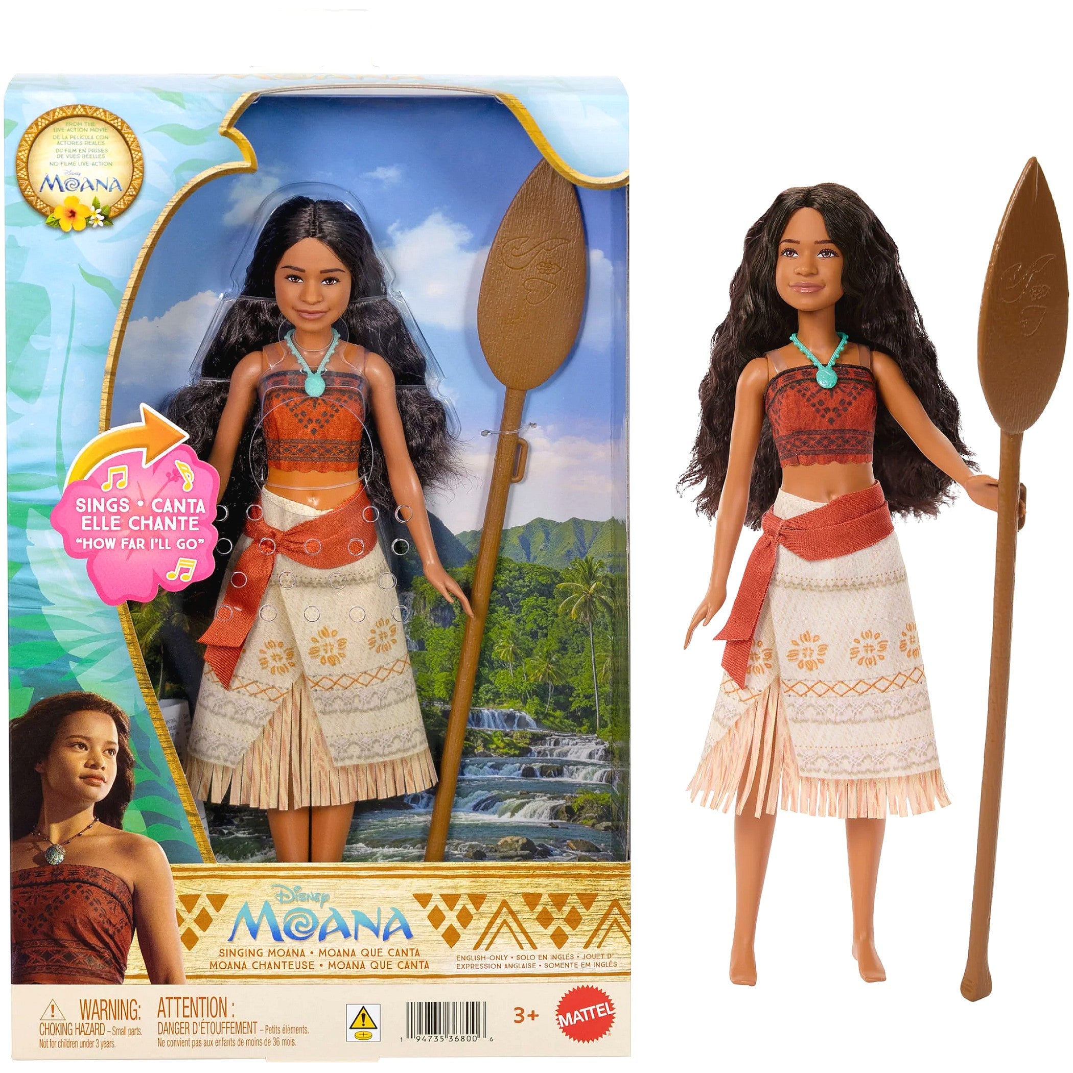 Disney - Moana Singing Fashion Doll Sings “How Far I’ll Go” Inspired by Live Action Movie - Mattel