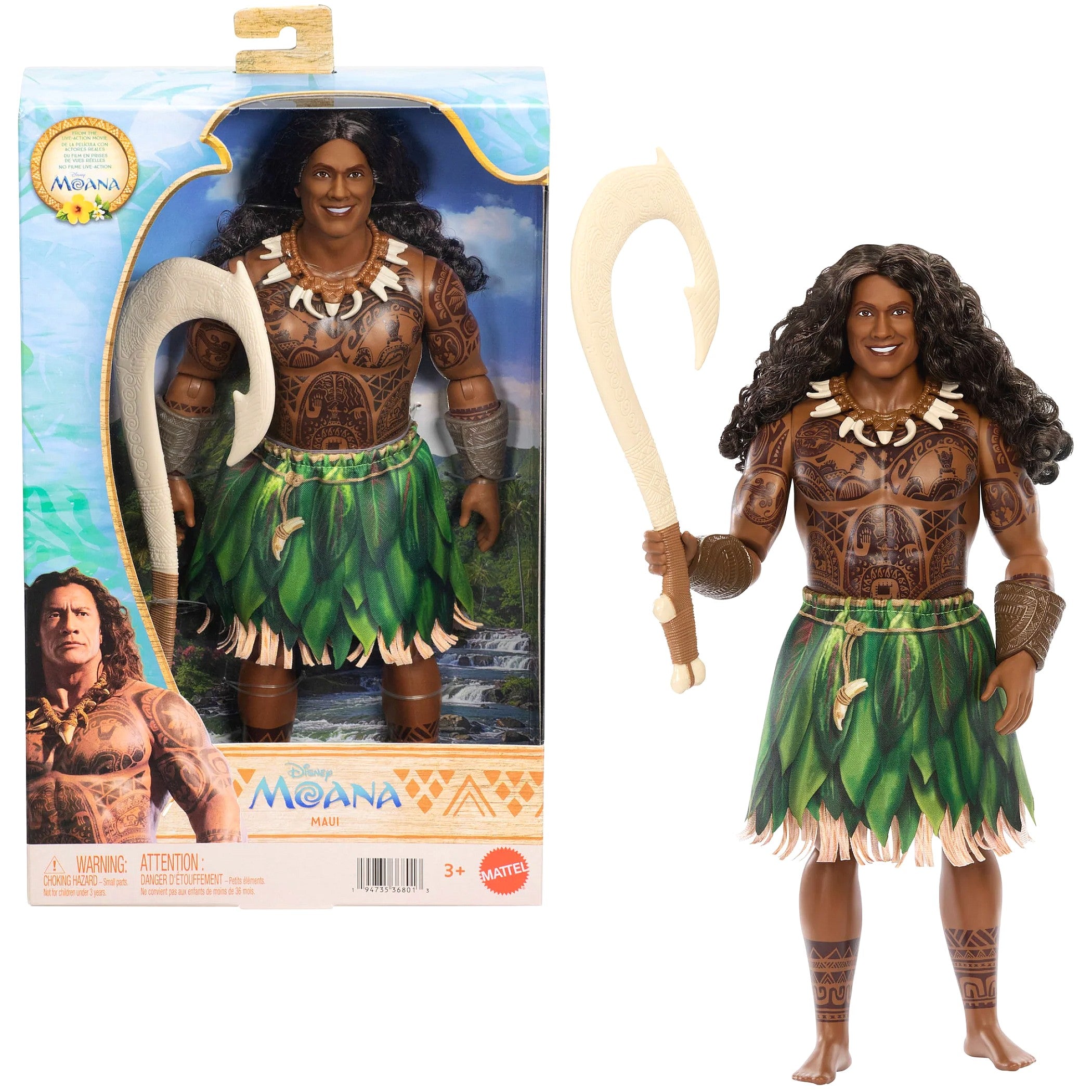 Disney - Moana Maui Doll with Removable Fashion & 4 Accessories Inspired by Live Action Movie - Mattel
