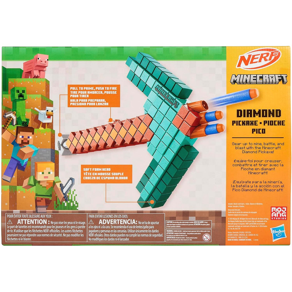 Nerf - Minecraft Diamond Pickaxe Dart Blaster - Hasbro