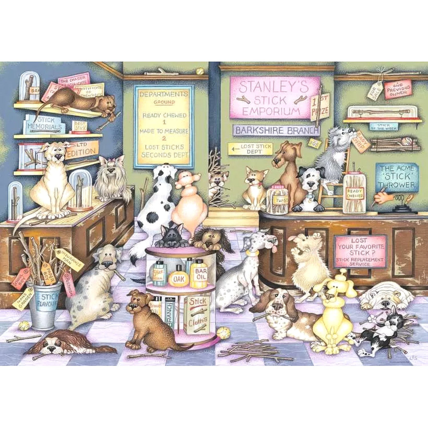 Ravensburger - Dapper Dogs No.2 Stanley’s Stick Emporium Jigsaw Puzzle 1000 Pieces