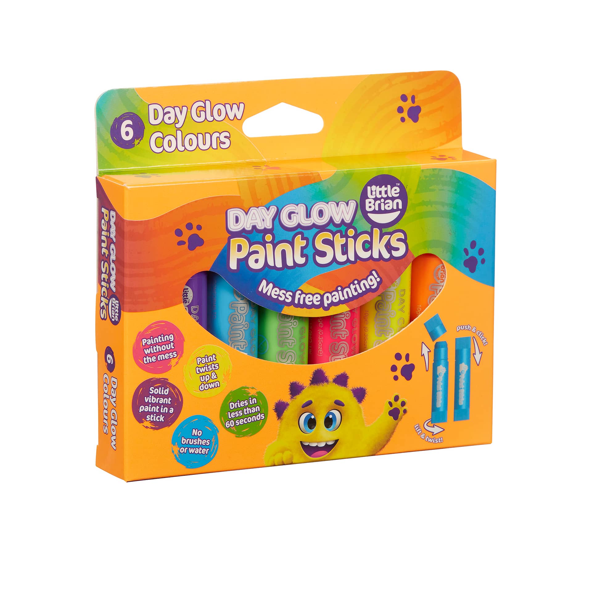 Little Brian - Paint Sticks Day Glow Colours 6 Piece Pack