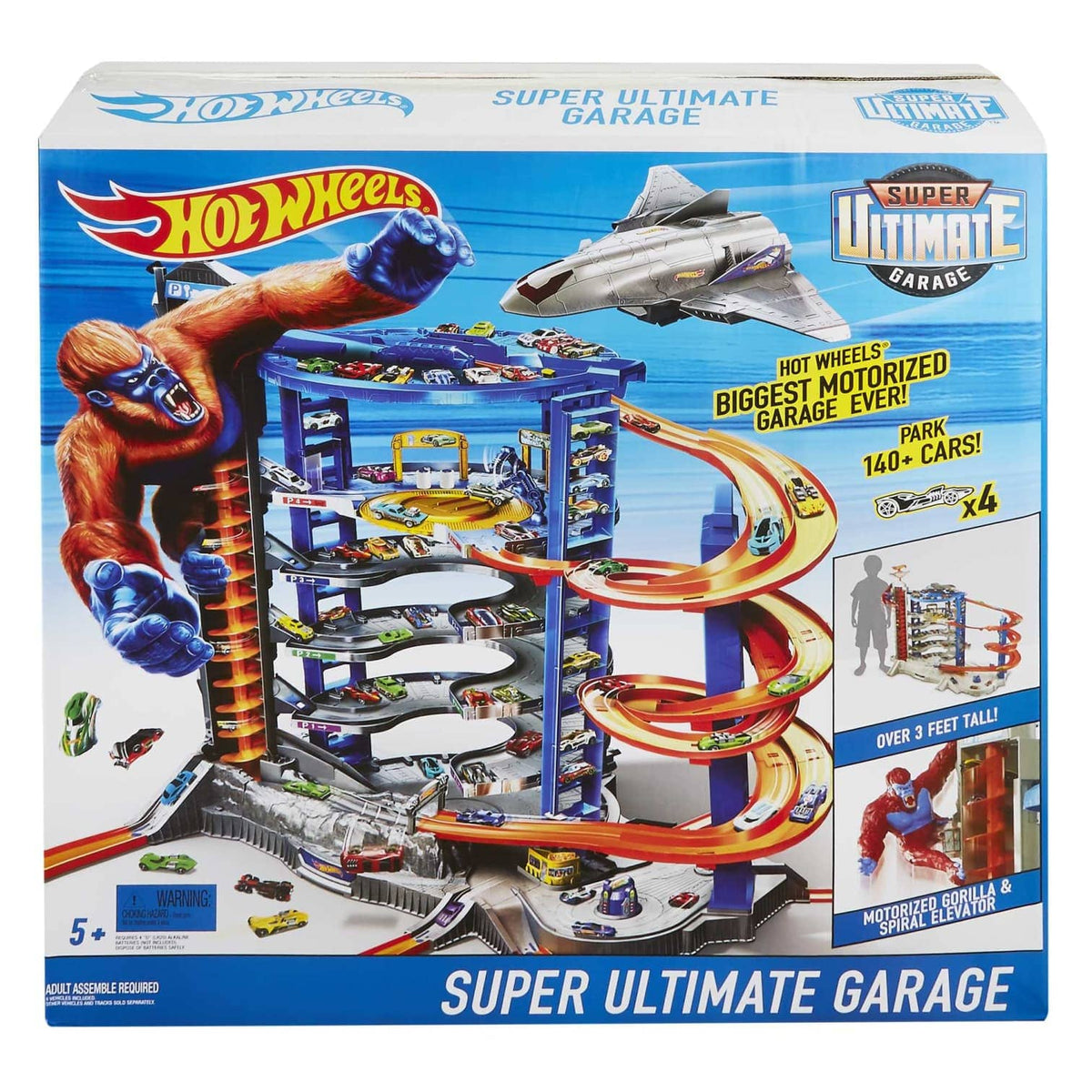 Hot Wheels - Track Set With 4 1:64 Scale Toy Cars Super Ultimate Garage Over 3-Feet Tall Mattel