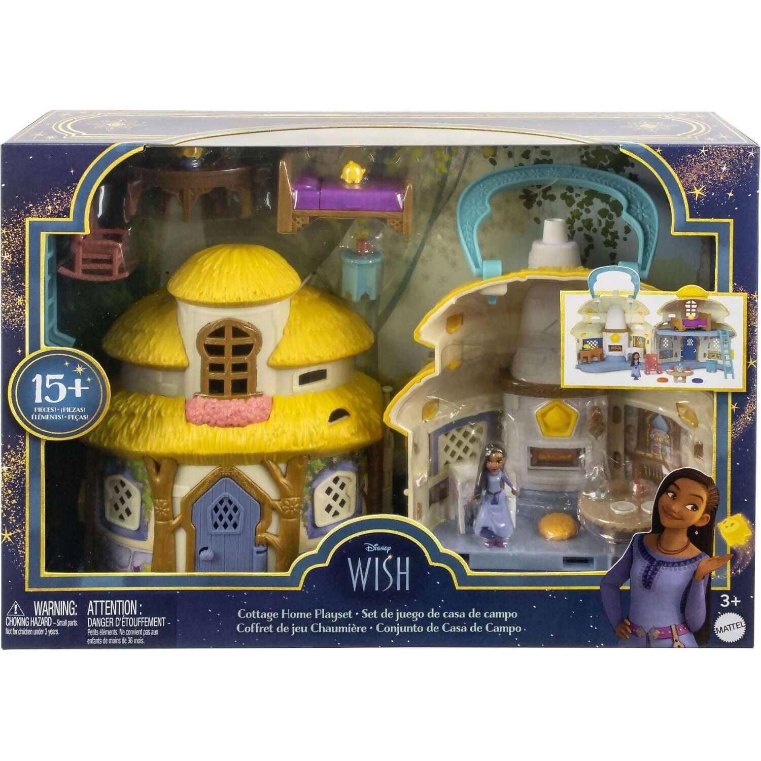 Disney - Wish - Mini Doll & Dollhouse Playset Asha Of Rosas Cottage With Micro Doll Star Figure & 15+ Furniture & Accessories Travel Toys