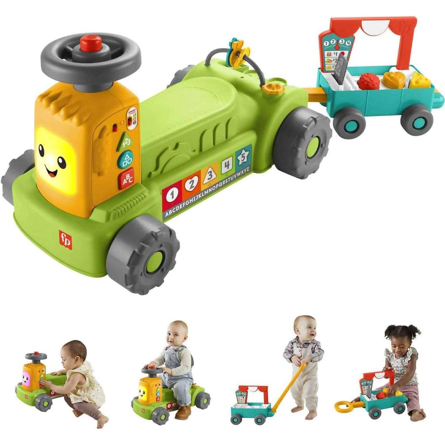 Fisher-Price - Laugh & Learn 4-in-1 Farm To Market Tractor Ride-on Learning Toy For Baby & Toddlers - Mattel