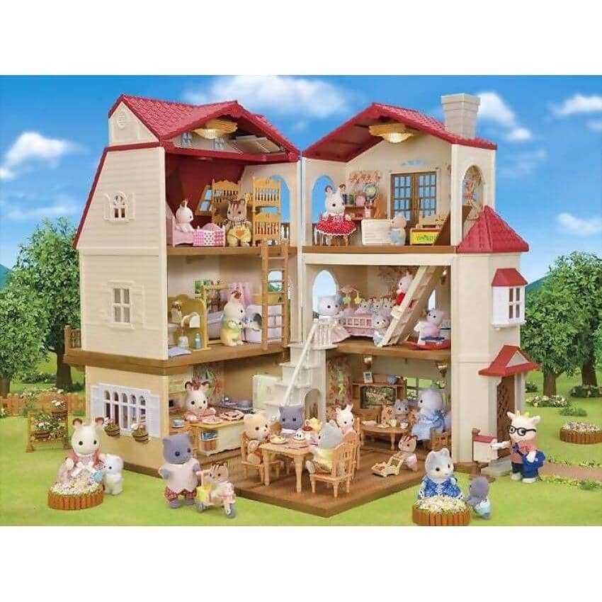 Sylvanian Families - Red Roof Country Home -secret Attic Playroom Animal Doll Playset