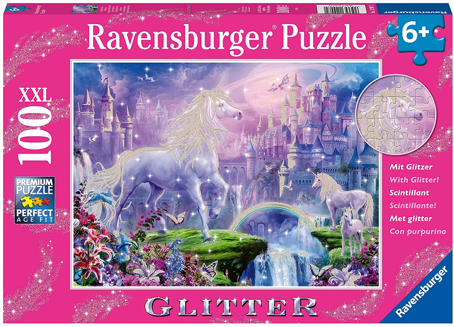 Ravensburger - Unicorn Kingdom 100 Pieces Glitter Jigsaw Puzzle