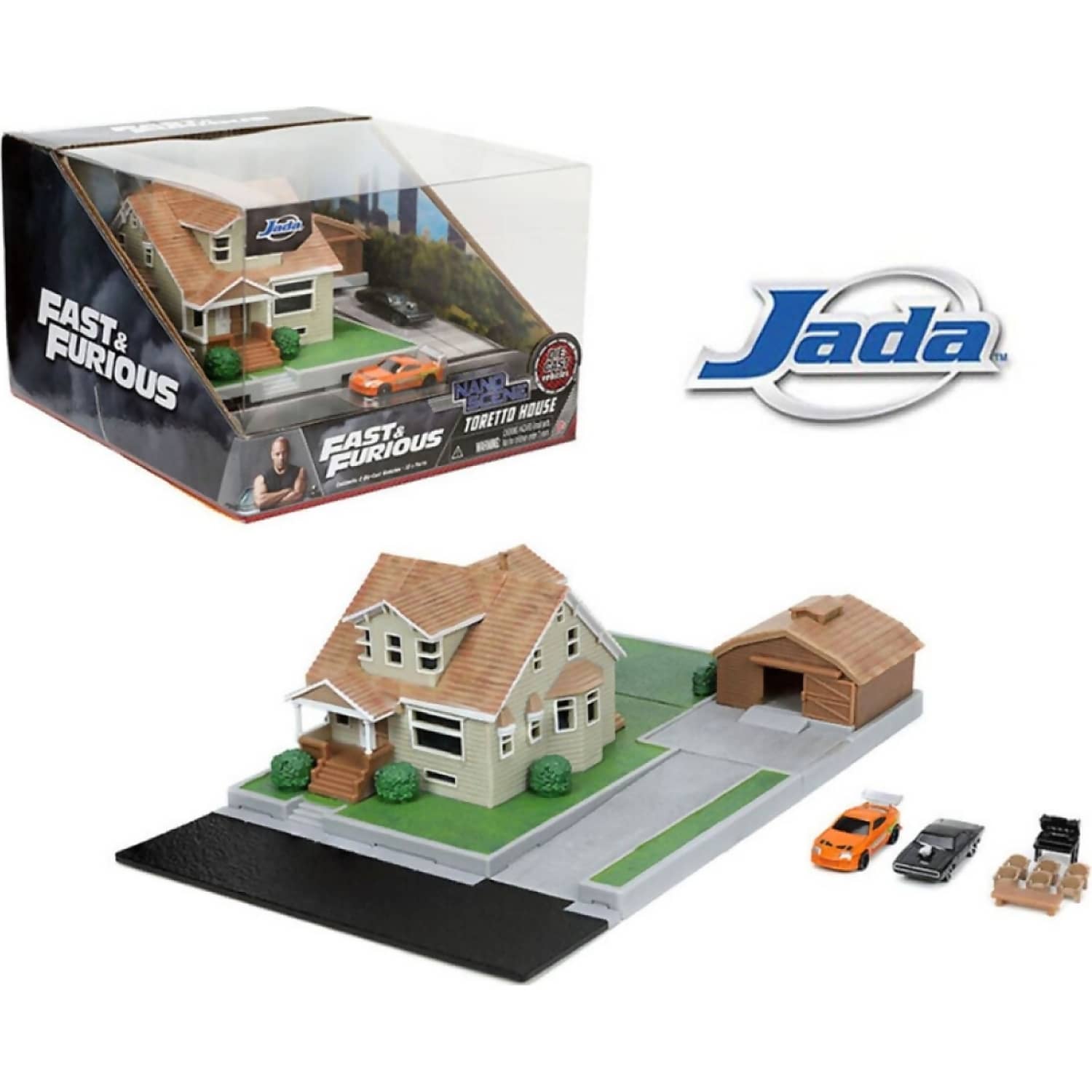 JADA TOYS - FAST & FURIOUS DOM'S HOUSE NANO WITH 2 VEHICLES SCALE DIECAST SET