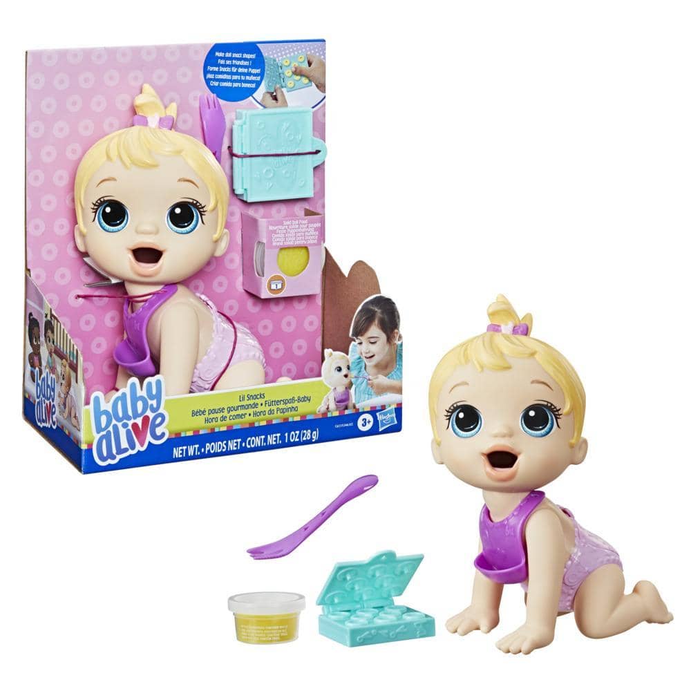Baby Alive - Lil Snacks Doll Eats And Poops 8-inch Baby Doll With Snack Mold Toy For Kids Ages 3 And Up Blonde Hair Hasbro