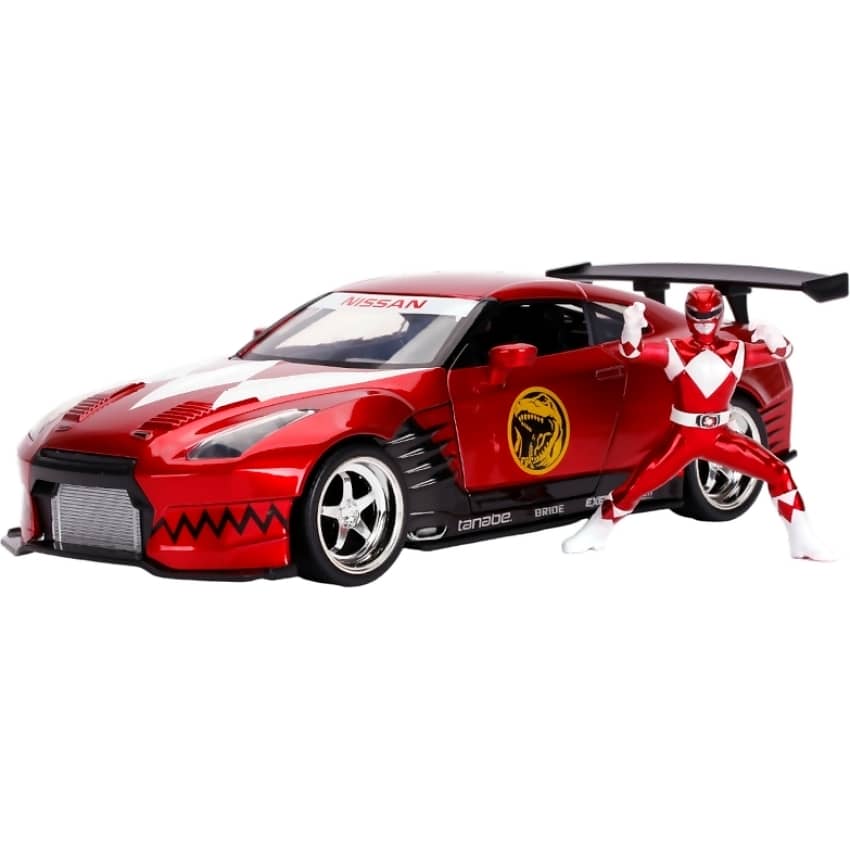 JADA TOYS - POWER RANGERS 2009 NISSAN GT-R WITH RED RANGER 1:24 SCALE DIECAST VEHICLE & FIGURE SET