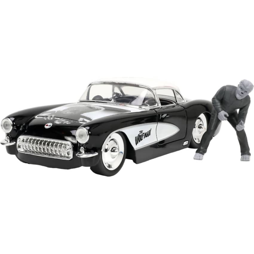 JADA TOYS - UNIVERSAL MONSTERS 1959 CHEVROLET CORVETTE WITH WOLFMAN 1:24 SCALE DIECAST VEHICLE & FIGURE SET