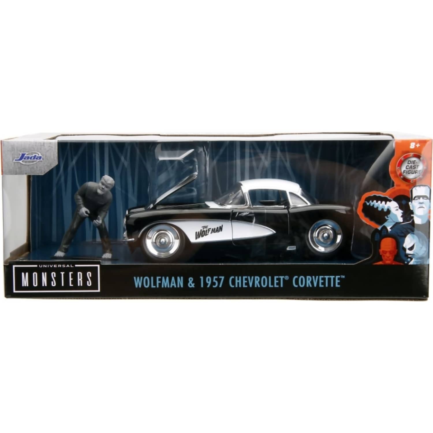JADA TOYS - UNIVERSAL MONSTERS 1959 CHEVROLET CORVETTE WITH WOLFMAN 1:24 SCALE DIECAST VEHICLE & FIGURE SET