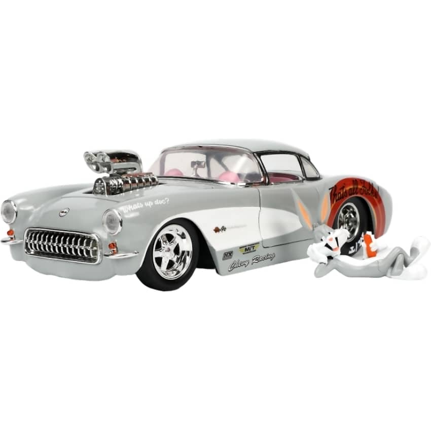 JADA TOYS - LOONEY TUNES 57 CHEVROLET CORVETTE WITH BUGS BUNNY 1:24 SCALE DIECAST VEHICLE