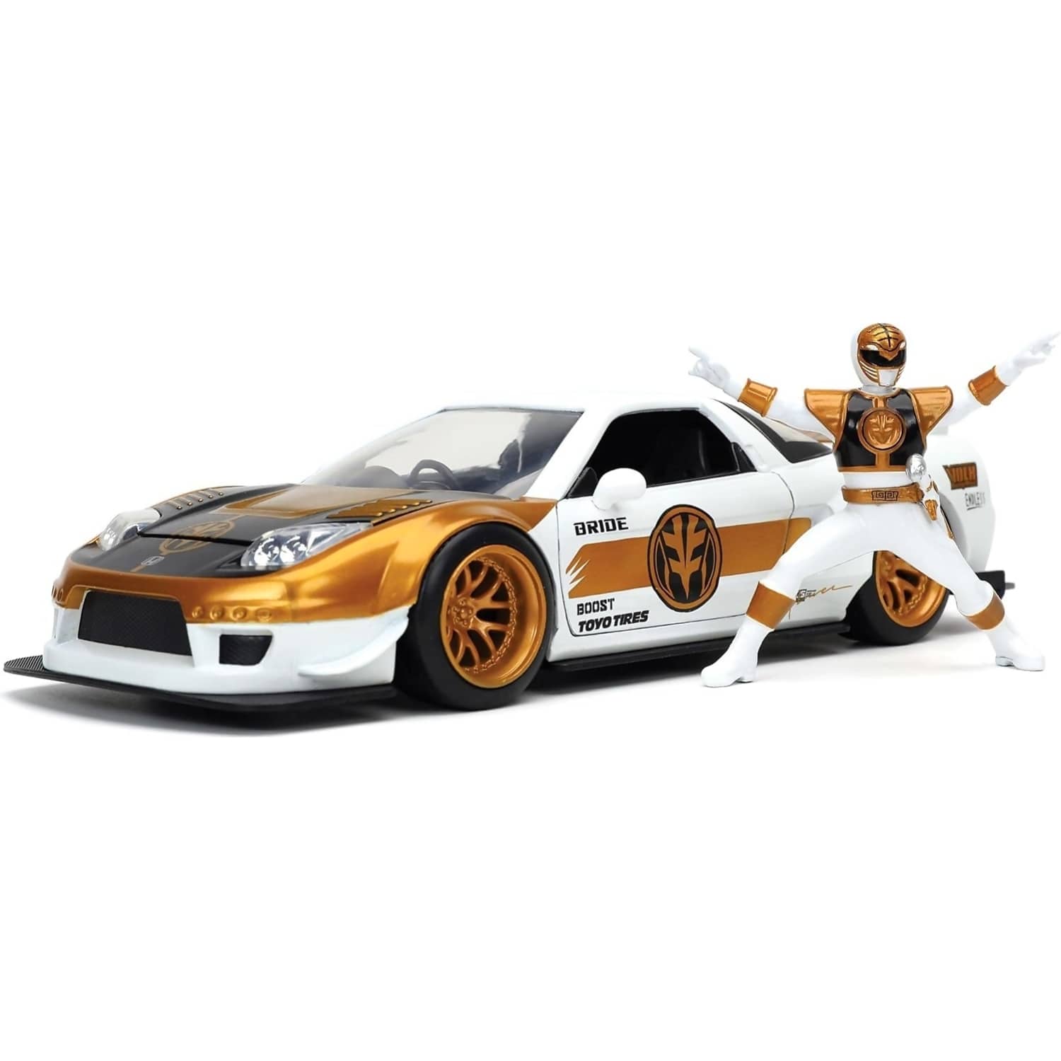 JADA TOYS - POWER RANGERS 2002 HONDA NSX TYPE-R JAPAN SPEC WITH WHITE RANGER 1:24 SCALE DIECAST VEHICLE & FIGURE SET